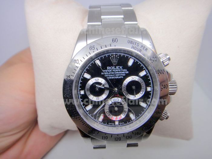 Rolex Daytona 116520 Stainless Steel Black Face Replica Watch